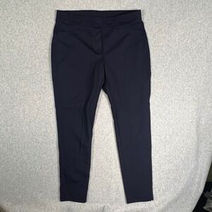 Chicos 2 R‎ Size 12 Navy Blue Stretch Comfort Straight Leg Ankle Pants Pull on